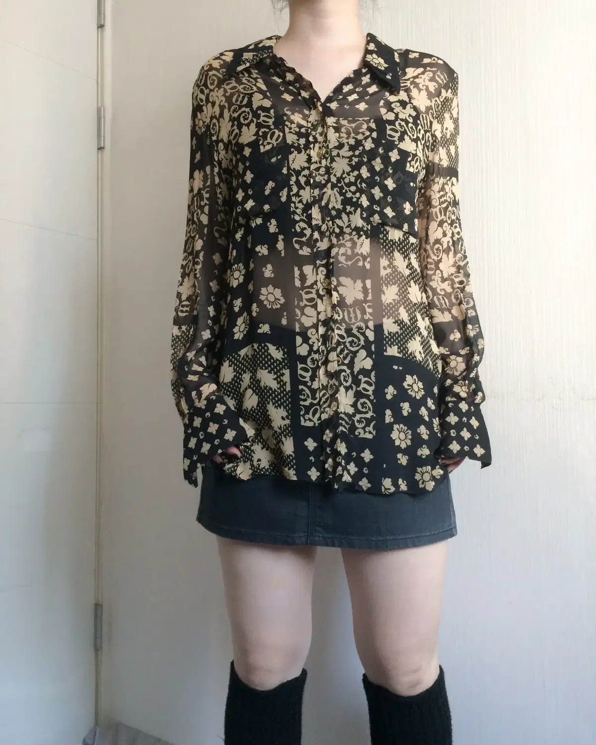 Sonia rykiel pattern see through shirt